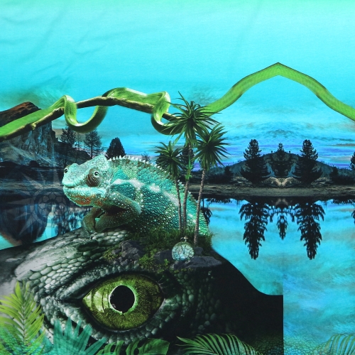 Dinosaurustega trikookangas kupongina 70 cm x 150 cm, Stenzo, 17226