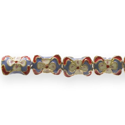 Värvilised, maalitud ovaalsed kondikujulised lapikud cloisonne metallhelmed 11x12x7mm