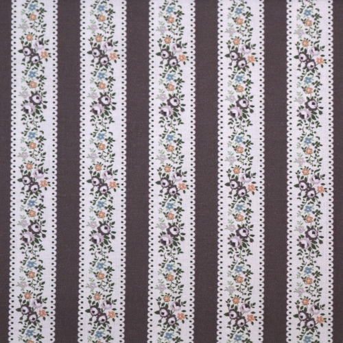 Triibuline ja lilleline, puuvillane popliinkangas (Poplin Kerry 5005), 150cm, 7012