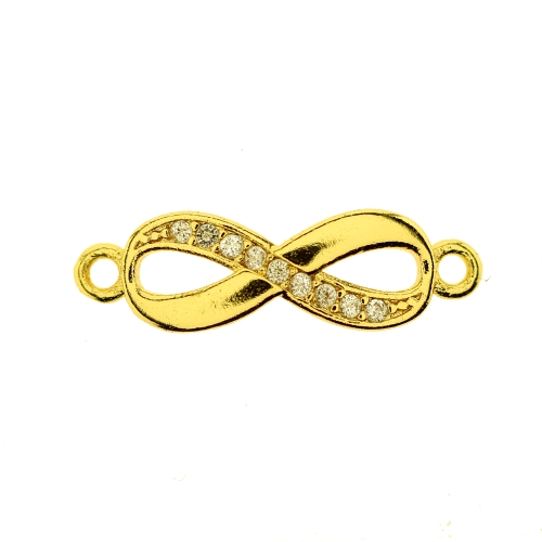 Lõpmatuse sümboli kujuline vahedetail klaaskivikestega, kahelt poolt aasaga, 20 x 6 x 2mm