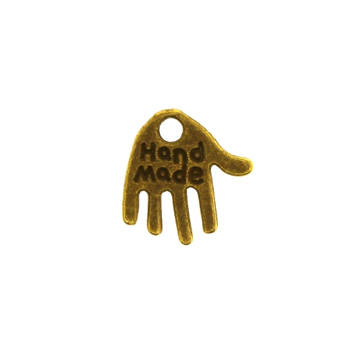 Käekujuline, "Handmade", metallist ripats, 13 x 13 mm