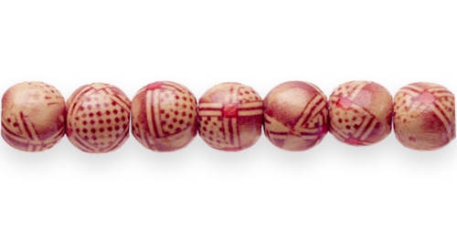 Naturaalsed puidutooni aafrikapäraste mustritega ümarad puithelmed, 13 × 12 mm