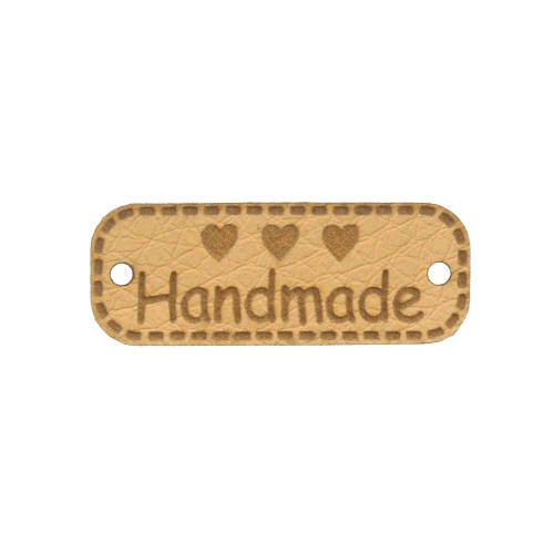 Kunstnahast õmmeldav aksessuaar "Handmade", 30 x 11 mm