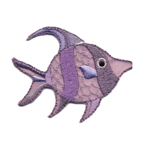 Triigitav Aplikatsioon; Sätendav lilla kalake, 6,5 x 3,6 cm