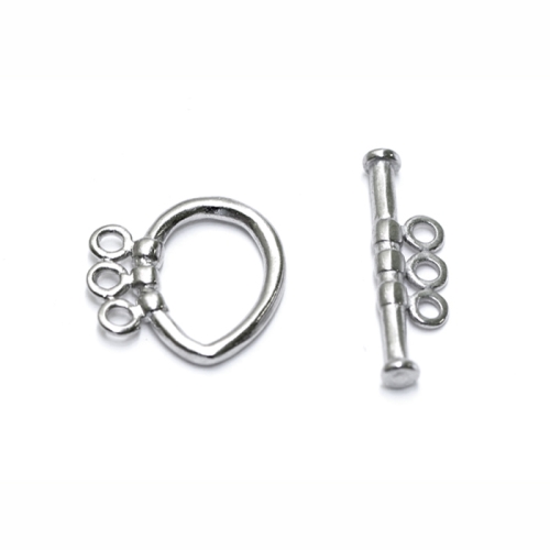 T-kinnis 3-realine niklivaba / Toggle Clasp with Three Loops / 16 x 11,5mm