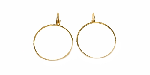 Textured Round Loop Earring Ear Wire, Closable Clasp, 37 x 26mm