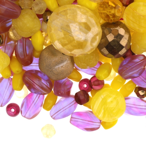 Pärlisegu Kollastes ja lillades toonides pärlitest 5-20mm, 100/50g pakk, LL95