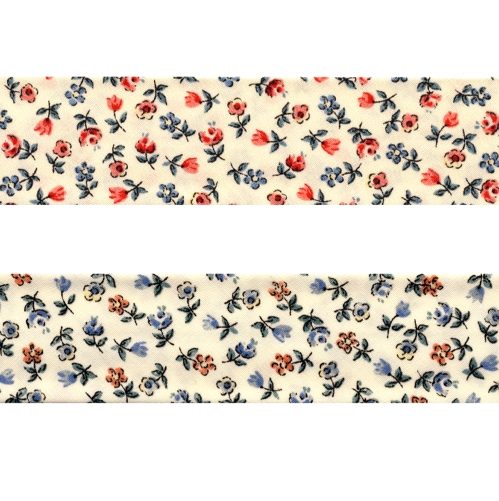 Puuvillane lillemustriga diagonaalkant, 30 mm, "Floral", Byetsa