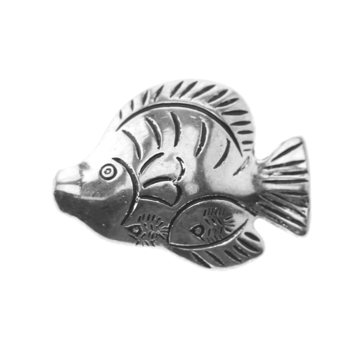 Kalaga, metallilaadsest plastikust, pikuti läbistatud helmes, 33x25x10mm