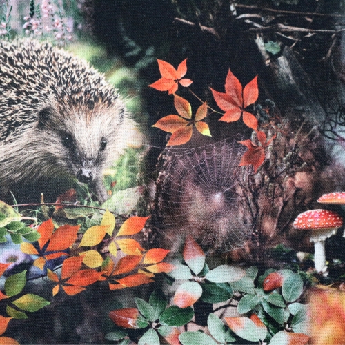 Metsateemaline, tugevam dekoratiivkangas prinditud mustriga, Forest Heritage Animals (Half Panama Premium), 140cm, 151030-1447