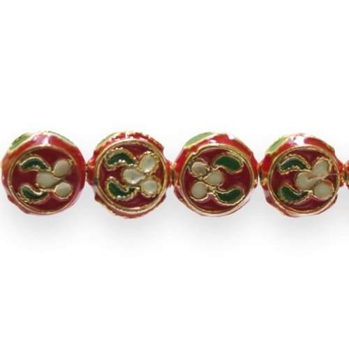 Värvilised, maalitud ümarad lapikud cloisonne metallhelmed, 10 x 4mm