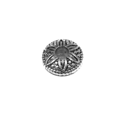 Ümar, lapik, reljeefse ornamendiga riputis/helmes CCB plastikust 12 x 7mm