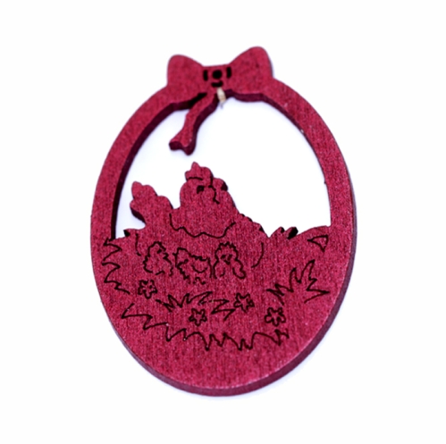 Kanamotiiviga ovaalsed erivärvilised filigraansed puitripatsid, 50 × 35 × 2 mm