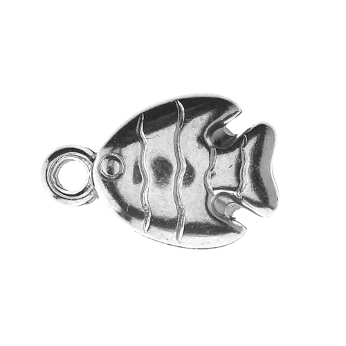 Kalakujuline, metallilaadsest plastikust riputis, aasaga, 20x12x5mm