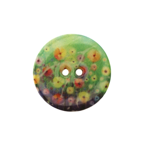 Naturaalne kookosnööp lillemustriga, emailkattega, kahe auguga 30mm, 48L