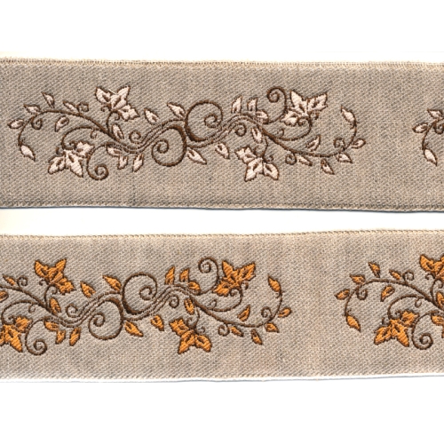 Värviline lehemustriline pael / Half cotton lace / 50mm  #805