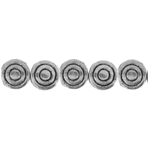 Reljeefse mustriga ümar, lapik metallhelmes, 6 x 3mm
