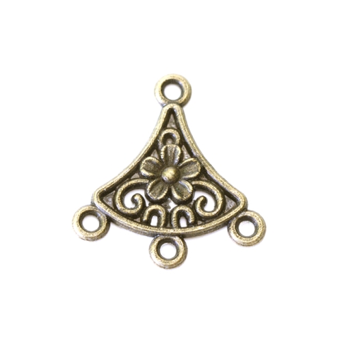 Necklace Fastener with Flower Pattern / 20 x 19 x 2mm