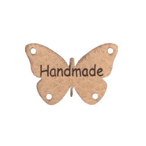 Kunstnahast liblikakujuline õmmeldav aksessuaar "Handmade", 30 x 20mm
