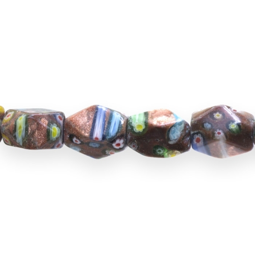 Kirjud mustrilised ovaalsed tahulised millefiori pärlid 17x12mm
