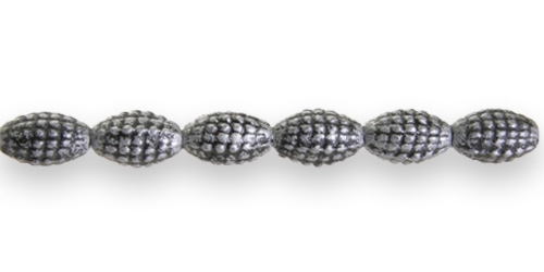 Ovaalsed plasthelmed antiikse reljeefse mustriga metalse tooniga 10 x 6mm
