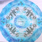 Hobused ja sinililled, trikookangas kupongina 100 cm x 150 cm, Stenzo, 17311