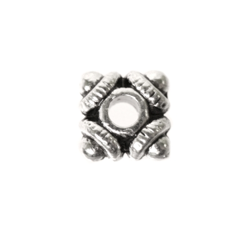 Lapik, ruudukujuline, antiikse mustriga ehte vahedetail, Ornamental Jewelery Spacer with Dotted Pattern, 7 x 3mm
