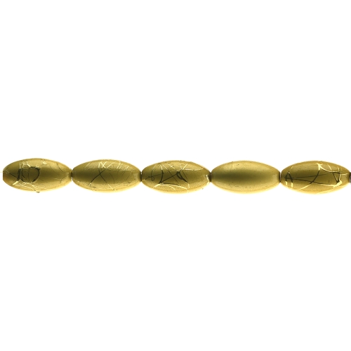 Ovaalsed, metalsed akrüülhelmed, maalitud triipudega 16 x 9mm