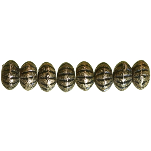 Ümarad, lapikud, antiikse reljeefse mustriga plasthelmed 10 x 6mm