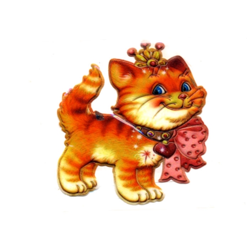 KORDUV 3D pehme kleebis; Kass krooniga, Soft 3D Sticker; Cat with Crown, 7,5 x 7cm
