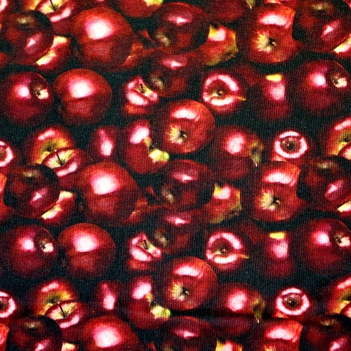 Tulipunaste õuntega, veniv trikookangas, 150cm, DESEN 592