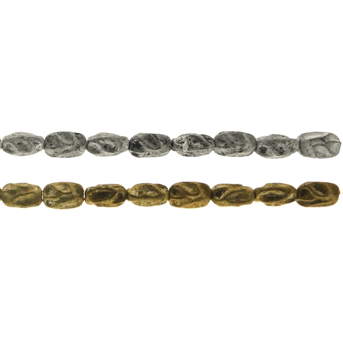Kivilaadne, torujas antiikse reljeefse mustriga plasthelmes 8 x 6mm