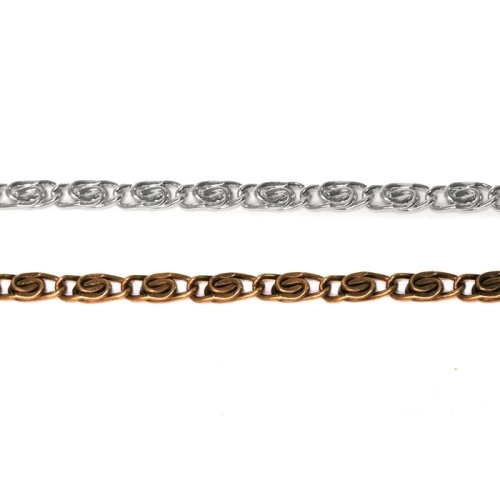 Roositaoliste punutistega tihe metallkett, lüli mõõtmed: 9 x 4 x 1,5 mm