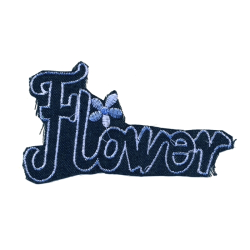 Triigitav aplikatsioon; Tekst "Flower" teksal, 15 x 7,5 cm