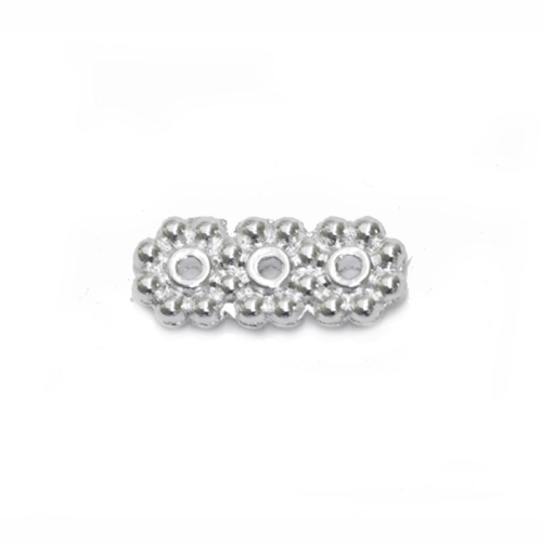 3-Hole Cord Spacer Bar with Flower Pattern, 13 x 5,5mm