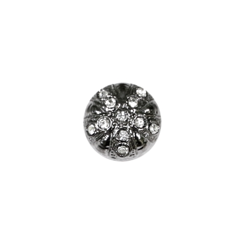 Klaaskristallidega, kumer, kannaga metallilaadne plastiknööp, 16mm, 24L