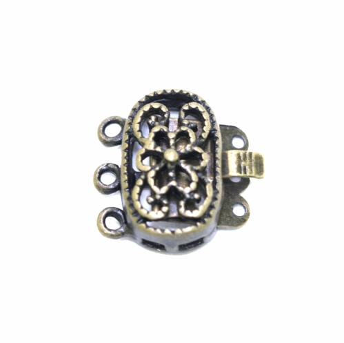 Ovaalne lillelise mustriga karpkinnis / 14 x 10mm