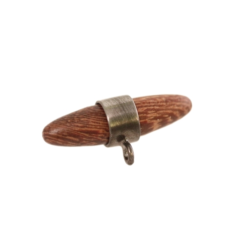 Piklik, ovaalne, puidust, metallümbrise- ja kannaga pöör/nööp, 30x10 mm, nööbi mõõt: 48L