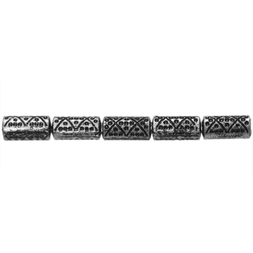 Torujad, antiikse reljeefse mustriga plasthelmed 15 x 7mm