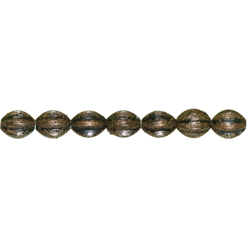 Ovaalsed, antiikse reljeefse mustriga plasthelmed 9 x 7mm