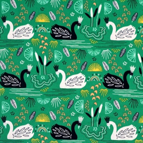 Luikedega "Wandering Swans" puuvillane kangas, 110cm, FLP-66811