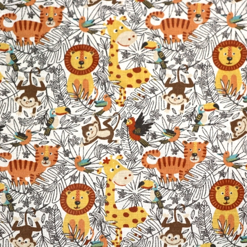 Eksootiliste loomadega puuvillane kangas, 140cm, LGD180001, King tle Herault, Soodushind!