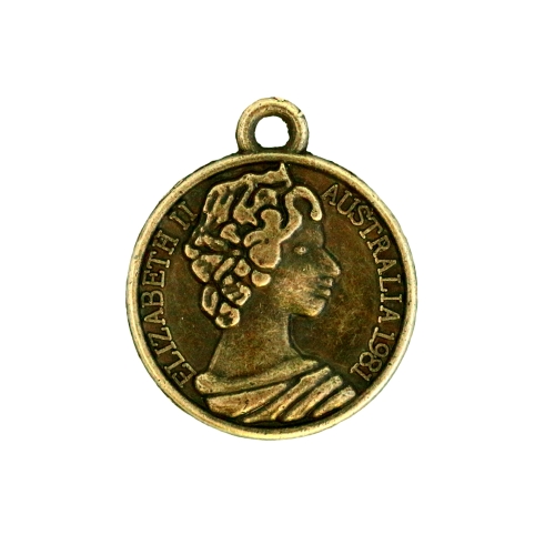 Mündi/medaljonitaoline riputis aasaga, kuninganna reljeefiga 20mm