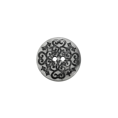 Lilleornamendiga, kahe auguga plastiknööp, 23mm, 36L