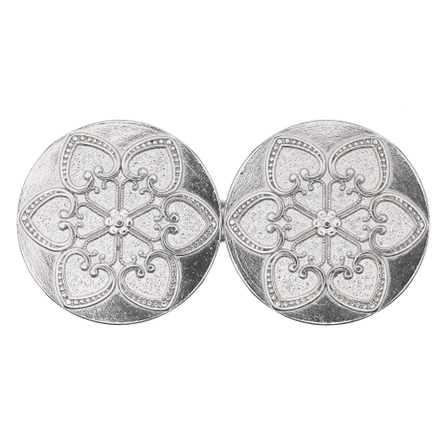 Metallist reljeefse mustriga, ümar suur pannal 95x48 mm rihmale laiusega 30 mm