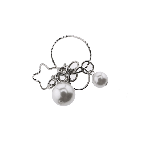 Suure ja väikse rõngaga riputis metallkaunistuste ja plastikpärlitega, 18mm, 10mm