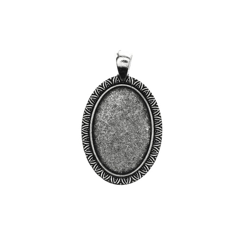 Ovaalne, ornamendimustriga, medaljonitaoline aasaga riputis / Oval Pendant Base / 46 x 27 x 2,5mm