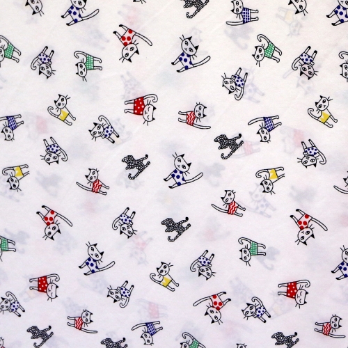 Kirjude kiisudega pehme ja veidi veniv polüesterkangas (Silky Stretch), Art. 9850