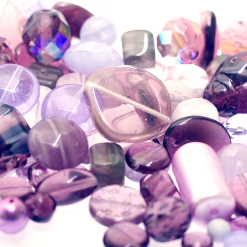 Pärlisegu Violetsetes toonides eri suurusega pärlitest 5-20mm, 50/100g pakk, LL16