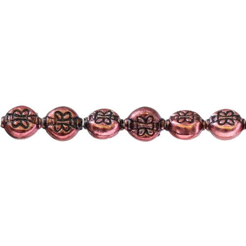 Lapik, ümar, graveeritud mustriga riputis/helmes CCB plastikust 12 x 10 x 6mm